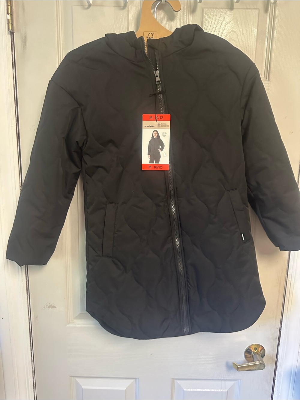 Black Quilted Hooded Coat girls 10/12